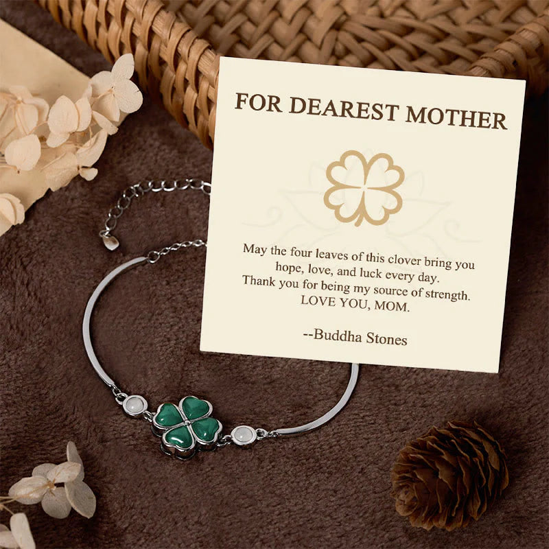 Buddha Stones FOR DEAREST MOTHER Copper Four-Leaf Clover Luck Bracelet Includes Gift Message Card