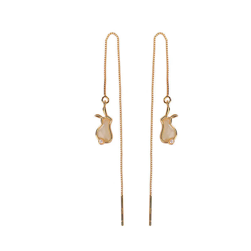 Buddha Stones 925 Sterling Silver Year of the Rabbit Hetian White Jade Happiness Drop Earrings (Extra 35% Off | USE CODE: FS35)