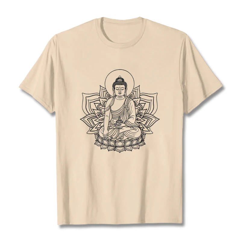 Buddha Stones Medicine Buddha Seated On A Lotus Pedestal Tee T-shirt