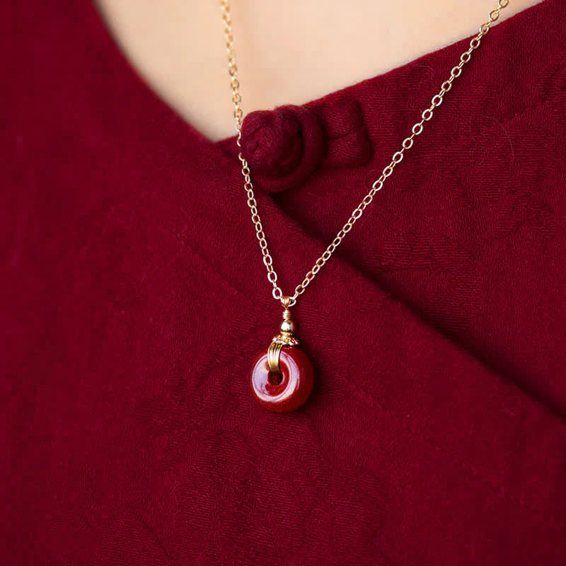 Buddha Stones Cinnabar Peace Buckle Calm Blessing Necklace Pendant (Extra 35% Off | USE CODE: FS35)