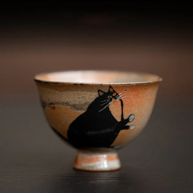 Buddha Stones Small Cute Cat Teacup Kung Fu Tea Cup 60ml