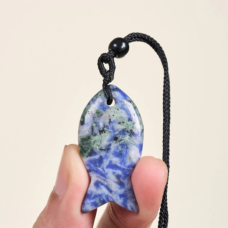 Buddha Stones Koi Fish Pink Crystal Indian Agate Amethyst Topaz Red Jasper Success Warmth Necklace Pendant