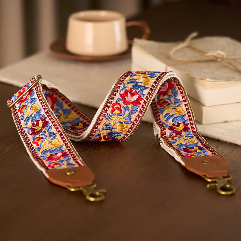 Buddha Stones Bohemian Flower Vine Geometric Embroidery Adjustable Handbags Crossbody Shoulder Bag Purse Straps Replacement
