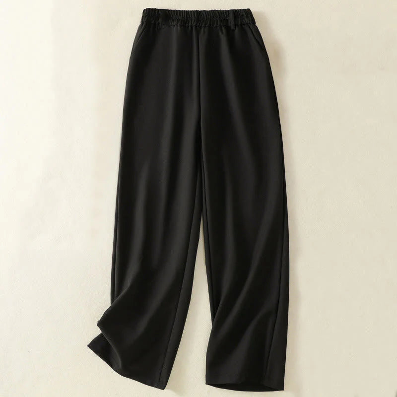 Buddha Stones Vintage Elastic Waistband Design Drawstring Women's Cotton Pants With Pockets