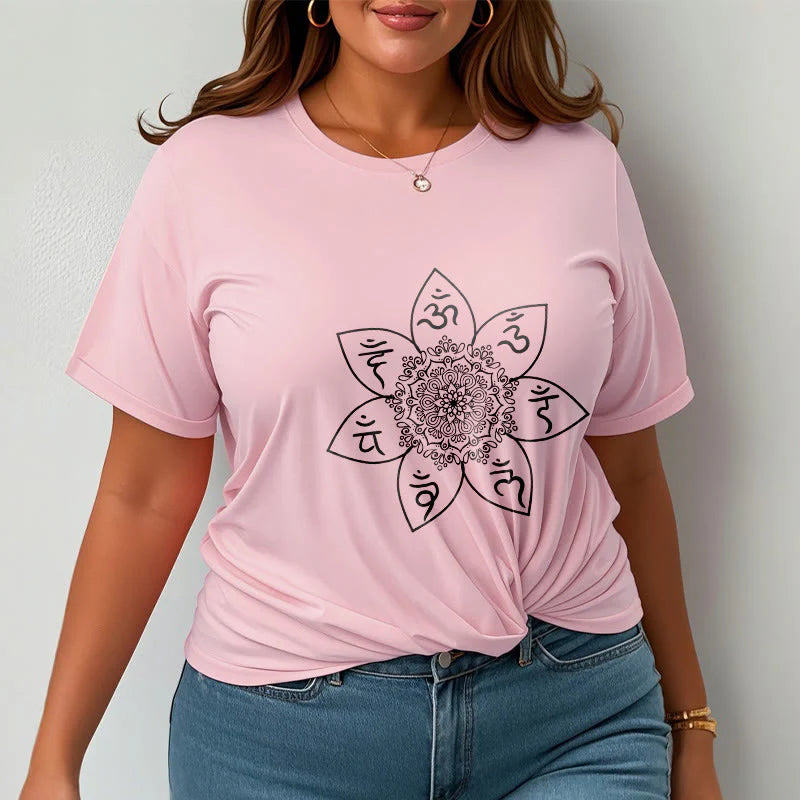 Buddha Stones Mandala Om Mani Padme Hum Pattern Tee T-shirt