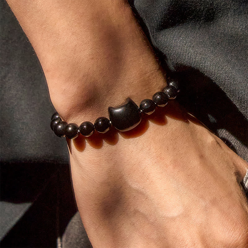 Buddha Stones Wishing You Strength and Protection Cat Onyx Bracelet Includes Gift Message Card