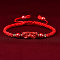 Buddha Stones Handcrafted Pixiu Cinnabar Ruyi Stick Wealth Luck Braided Bracelet