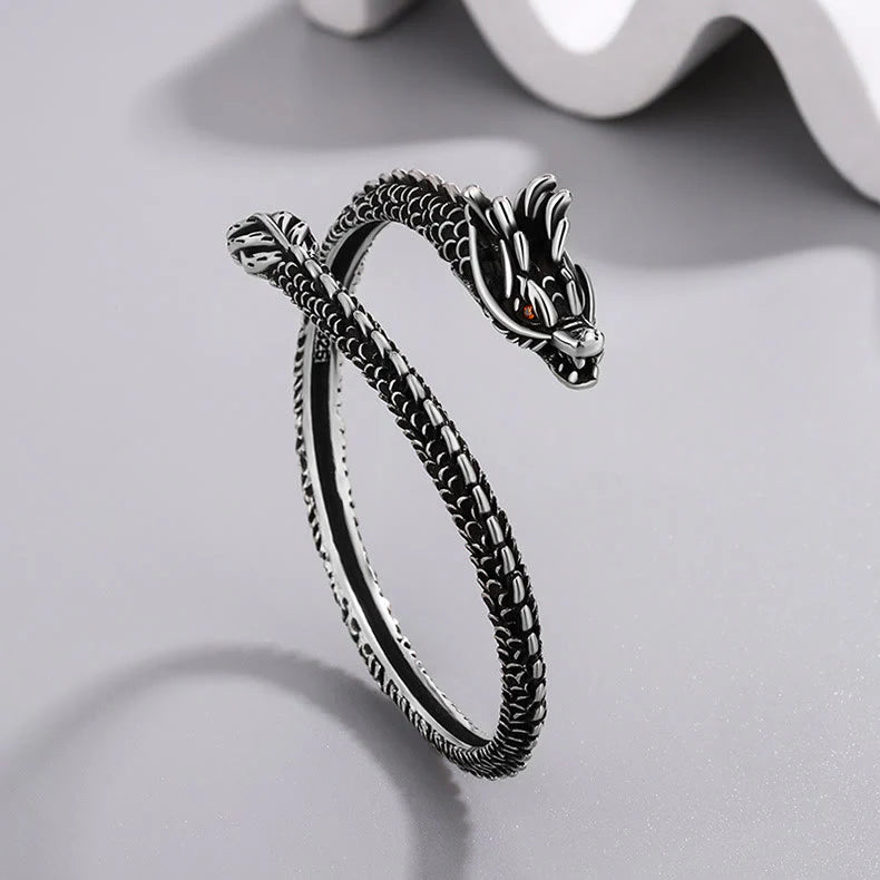 Buddha Stones Dragon Scales Pattern Luck Protection Bracelet Bangle
