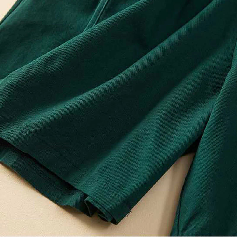 Buddha Stones Summer Casual Loose Plain Cotton Women's Shorts With Pockets