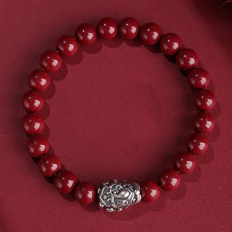 Buddha Stones 999 Sterling Silver PiXiu Natural Cinnabar Wealth Luck Bracelet (Extra 30% Off | USE CODE: FS30)