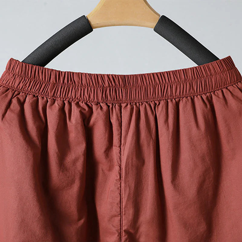 Buddha Stones Winter Elastic Waist Cotton Thermal Women's Cropped 7-8 Length Harem Pants With Pockets