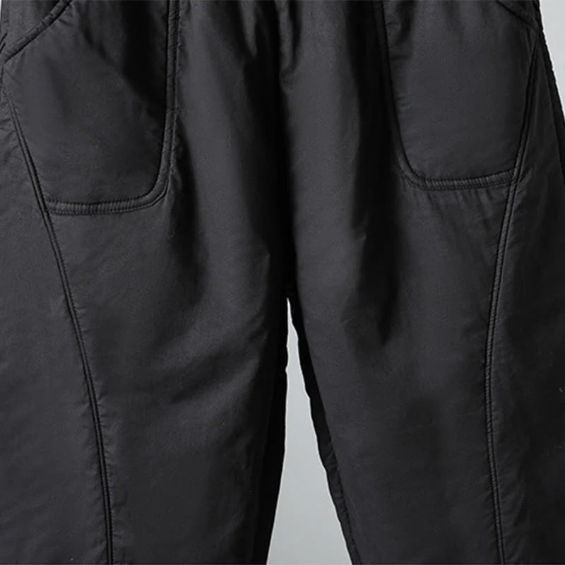Buddha Stones Winter Elastic Waist Cotton Thermal Women's Cropped 7-8 Length Harem Pants With Pockets