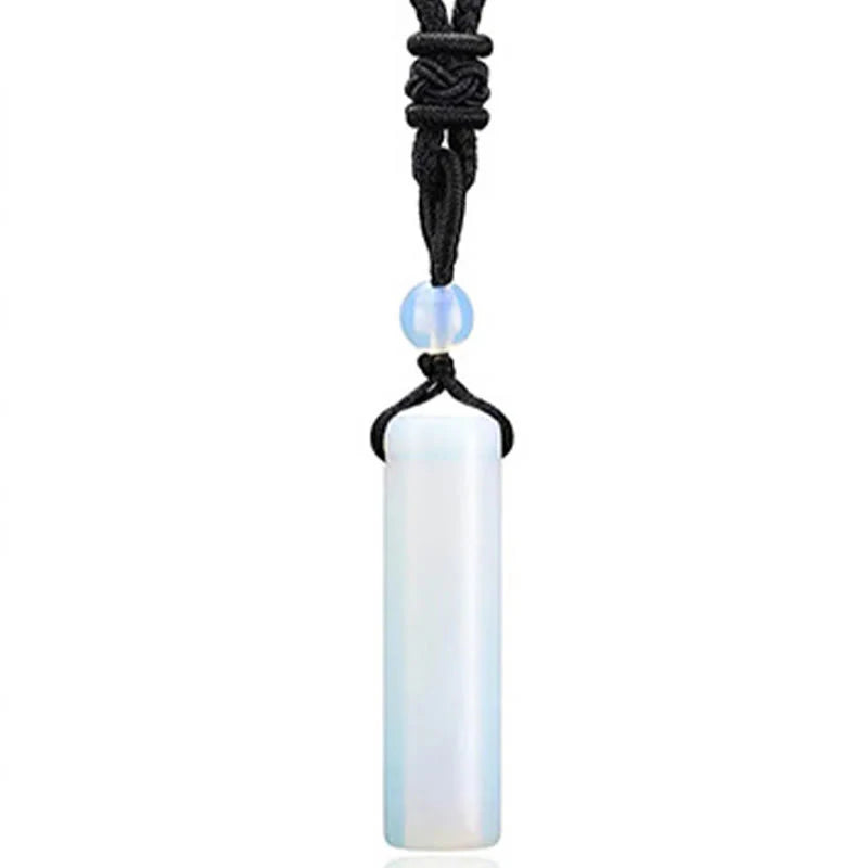 Buddha Stones Various Crystal Rose Quartz Green Aventurine Amethyst Cylinder Healing Necklace Pendant