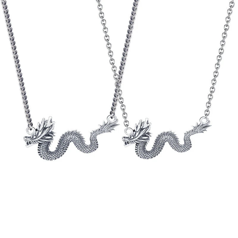 Buddha Stones 925 Sterling Silver Year Of The Dragon Auspicious Dragon Protection Chain Necklace Pendant