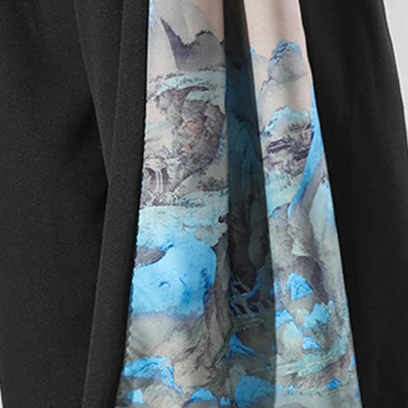 Buddha Stones Mountains Rivers Pattern Men's Wide Leg Pants With Pockets