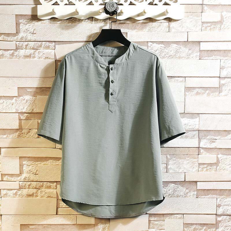 Buddha Stones Vintage Casual Solid Color Men's Short Sleeve Shirt Jacket