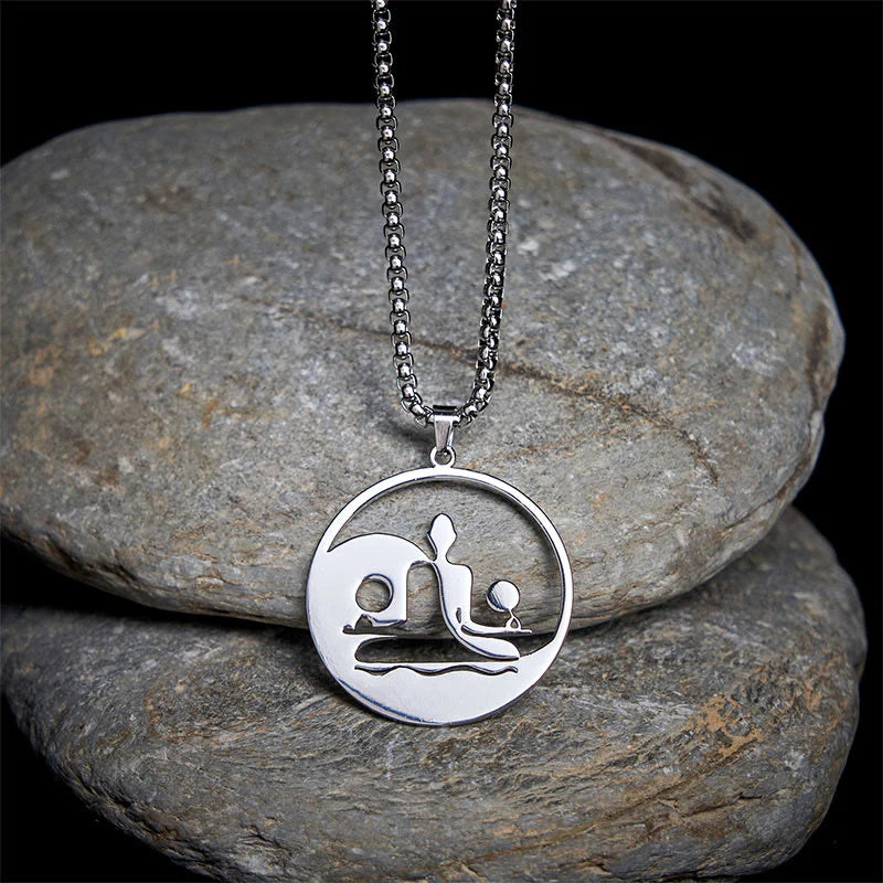 Buddha Stones Yin Yang Buddha Figure Hollow Design Stainless Steel Balance Necklace Pendant