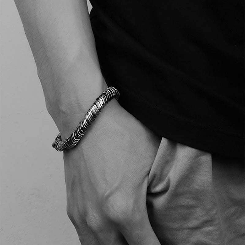 Buddha Stones 925 Sterling Silver Vintage Twisted Design Wealth Healing Chain Bracelet (Extra 30% Off | USE CODE: FS30)