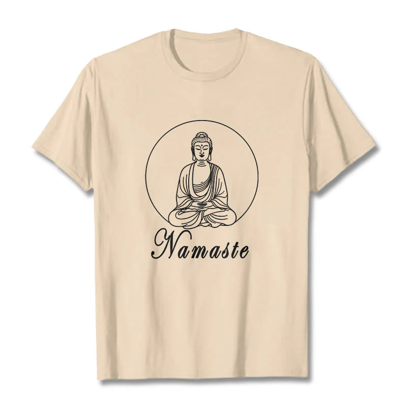 Buddha Stones NAMASTE Buddha Meditating Tee T-shirt