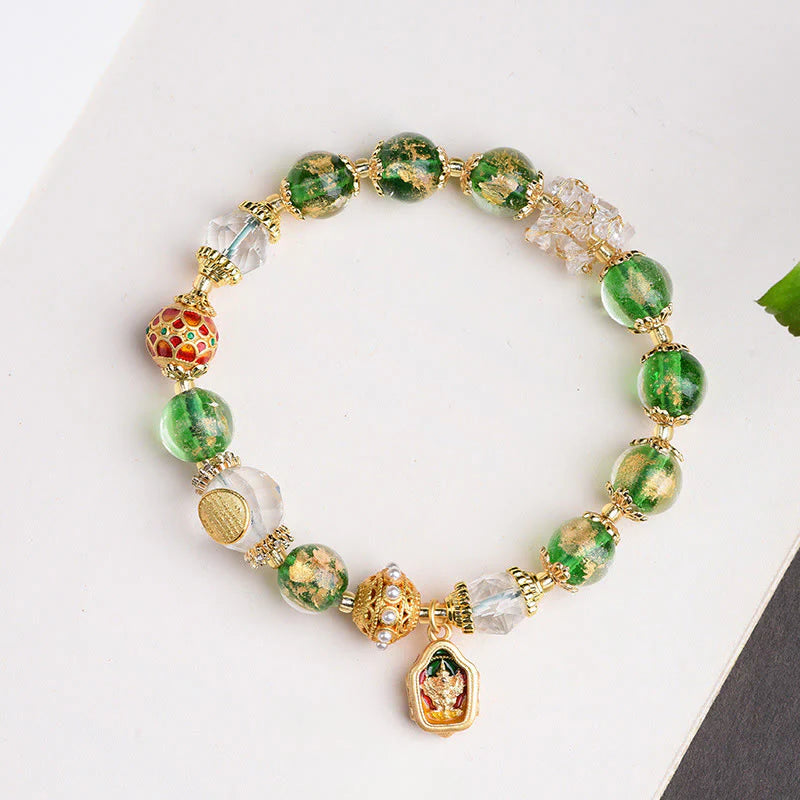 Buddha Stones Liuli Glass 925 Sterling Silver Copper Keep Away Evil Spirits Bracelet