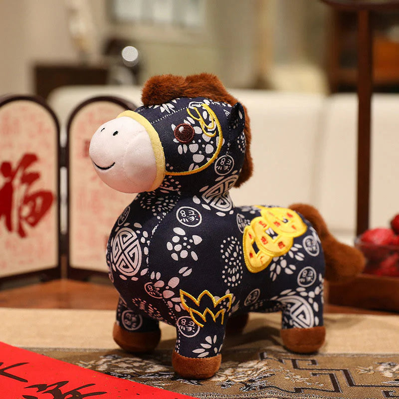 Buddha Stones Year of the Horse Copper Coins Plush Doll Home Decoration