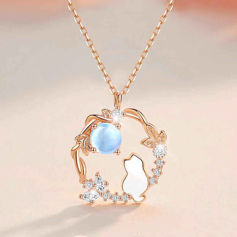 Buddha Stones 925 Sterling Silver Cat Flower Blessing Earrings Bracelet Necklace Pendant