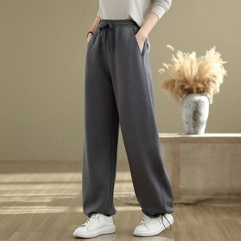 Buddha Stones Casual Rope Women's Cotton Straight-leg Pants With Pockets