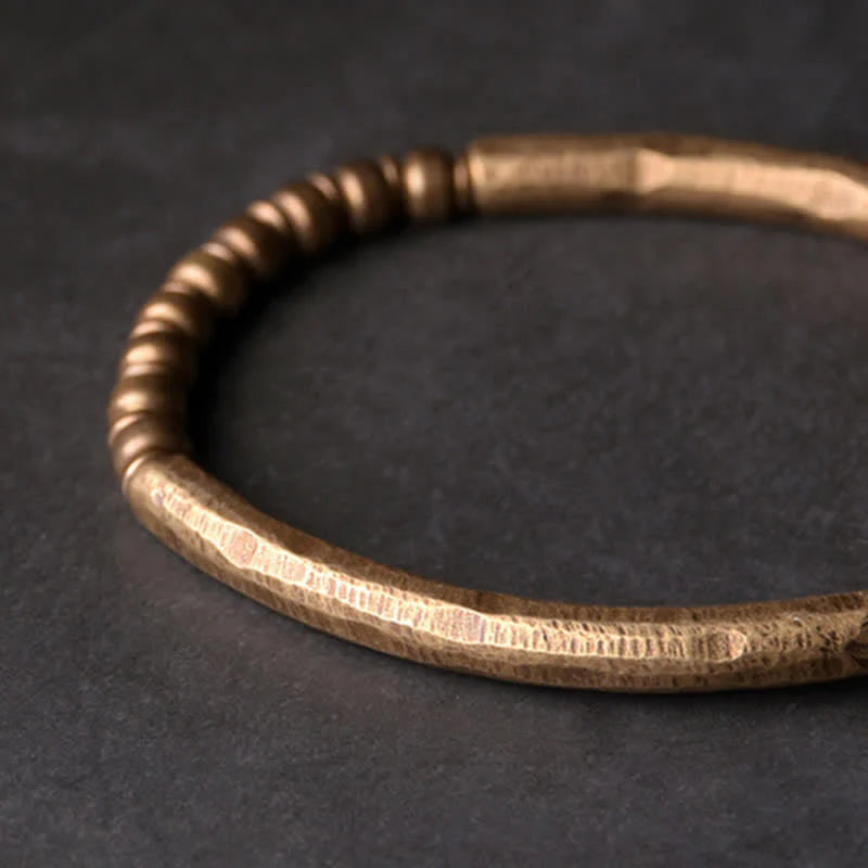 Buddha Stones Lava Rock Stone Copper Balance Cuff Bracelet Bangle (Extra 30% Off | USE CODE: FS30)