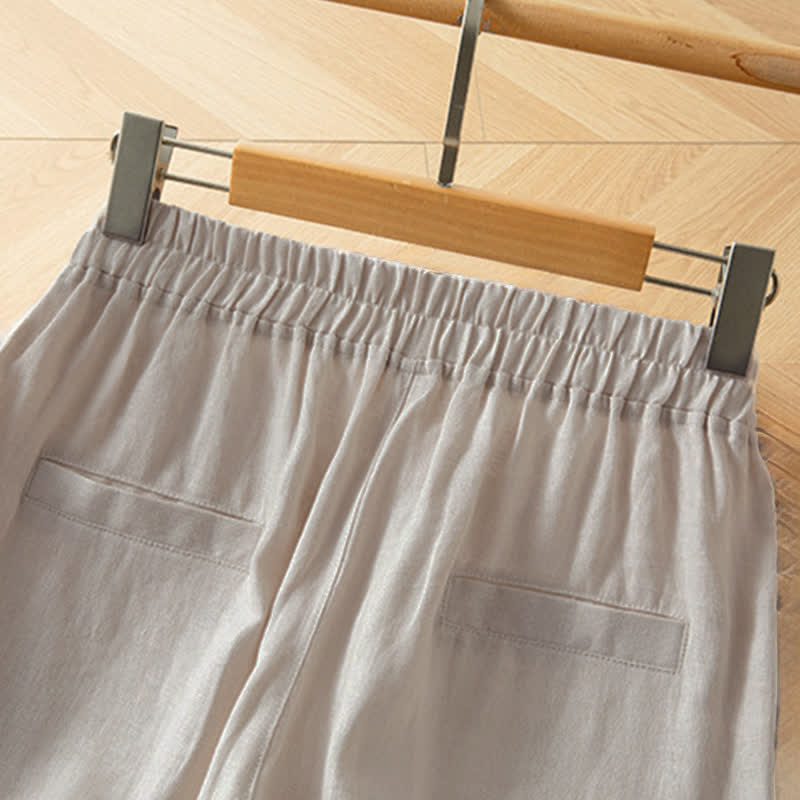Buddha Stones Women's Spring High Elastic Waist Wide Leg Long Pants With Side Pockets