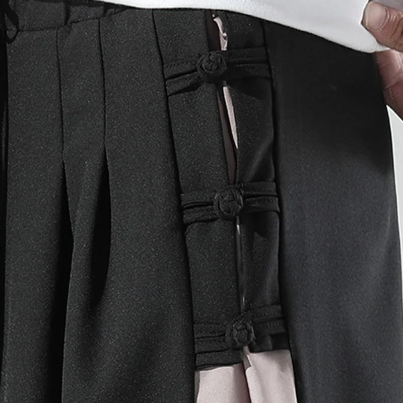Buddha Stones Mountains Rivers Pattern Men's Wide Leg Pants With Pockets
