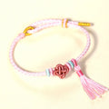 Buddha Stones Colorful String Peach Blossom Knot Tassels Protection Bracelet