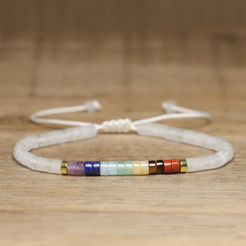 Buddha Stones Natural White Crystal Black Onyx Clarity Spacer Bead Bracelet