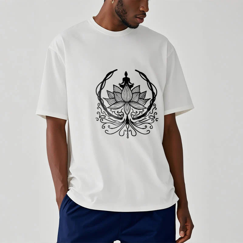 Buddha Stones Meditation Buddha Seated Inside A Lotus Flower Tee T-shirt