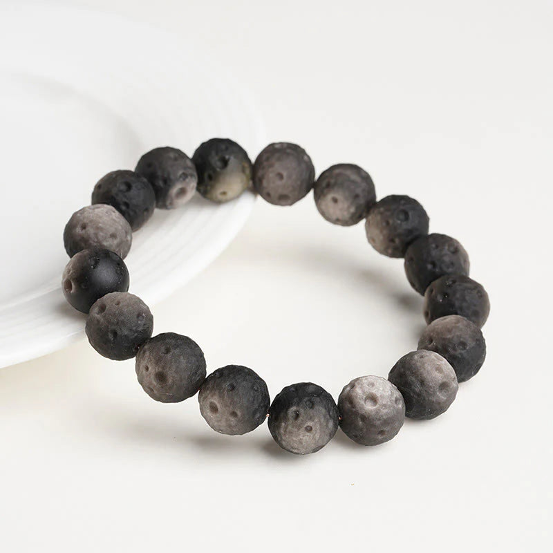Buddha Stones Natural Silver Sheen Obsidian Gold Sheen Obsidian Round Beads Protection Bracelet