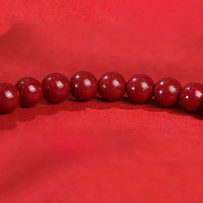 Buddha Stones Year Of The Horse Red Agate 999 Sterling Silver Cinnabar Calm Bracelet