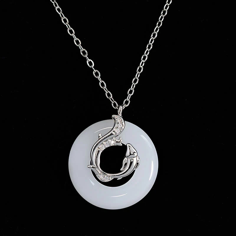 Buddha Stones Koi Fish Peace Buckle Auspicious Necklace Pendant