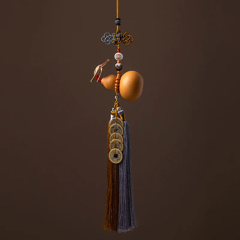 Buddha Stones Feng Shui Coins Gourd Chinese Knot Lucky Coins Five Emperor Money Wealth Tassels Decoration