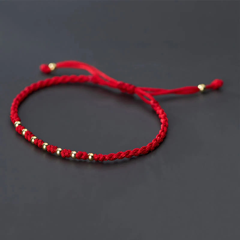 Buddha Stones 925 Sterling Silver Plated Gold Beads Red String Braided Protection Bracelet