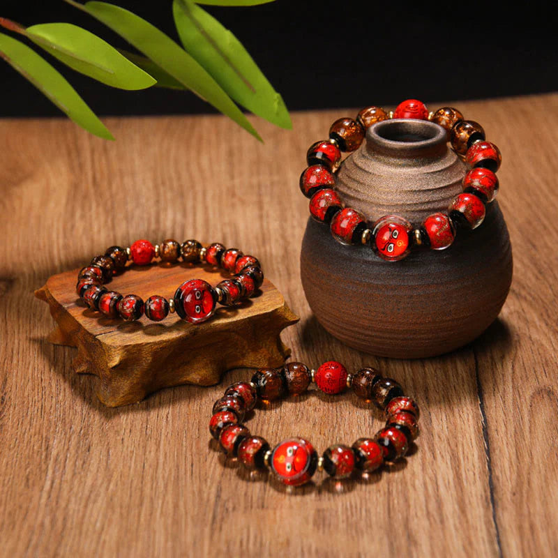 Buddha Stones Tibetan Five God of Wealth Thangka Liuli Glass Bead Chinese Zodiac Protection Bracelet (Extra 35% Off | USE CODE: FS35)