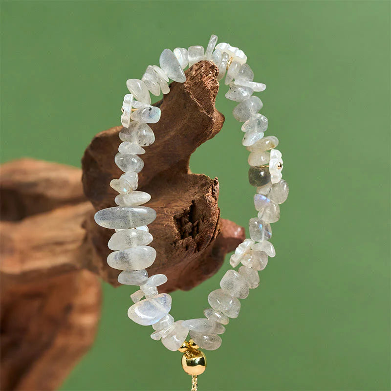 Buddha Stones Irregular Crystal Flower Design Amethyst White Crystal Balance Bracelet