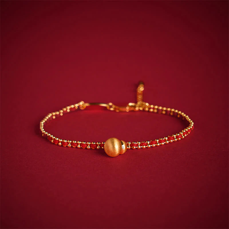 Buddha Stones Red String Copper Brass Gourd Strength Wealth Bracelet