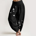 Buddha Stones Pure Cotton Elegant Butterfly Dandelion Pattern Women's Elastic Waist Harem Pants