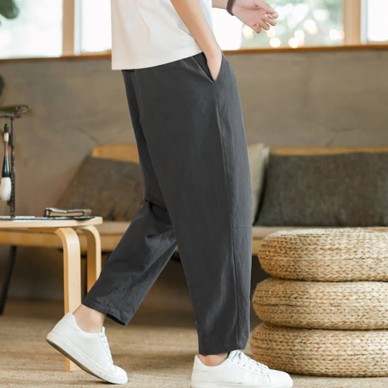 Buddha Stones Summer Men's Cotton Pants With Pockets