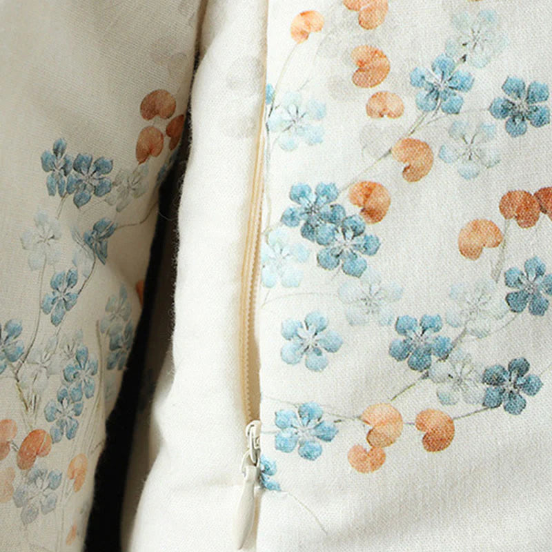 Buddha Stones Women's Blue Flower Frog-Button Design Long Sleeve Thermal Jacket