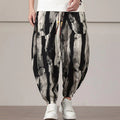 Buddha Stones Stripe Pattern Drawstring Men's Harem Pants With Pockets