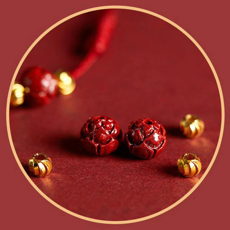 Buddha Stones Handmade Lotus Cinnabar Peace Buckle Blessing Braid Bracelet (Extra 35% Off | USE CODE: FS35)