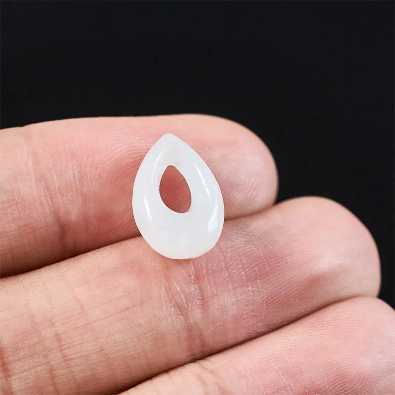 Buddha Stones Water Droplet White Jade Luck Necklace Pendant