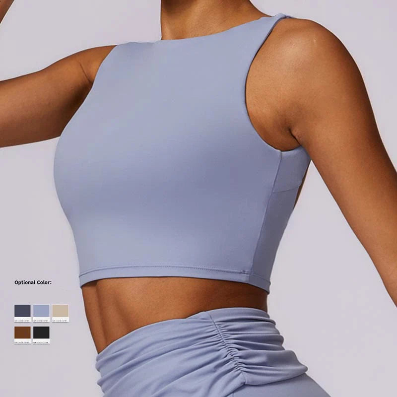 Buddha Stones Sleeveless Backless Strap Tank Top Bra Flared Pants Sports Fitness Yoga