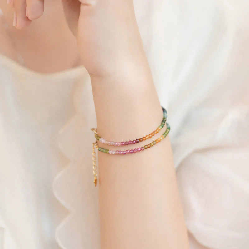 Buddha Stones 2.5mm Natural Tourmaline Ultra-thin Beads Positive Bracelet