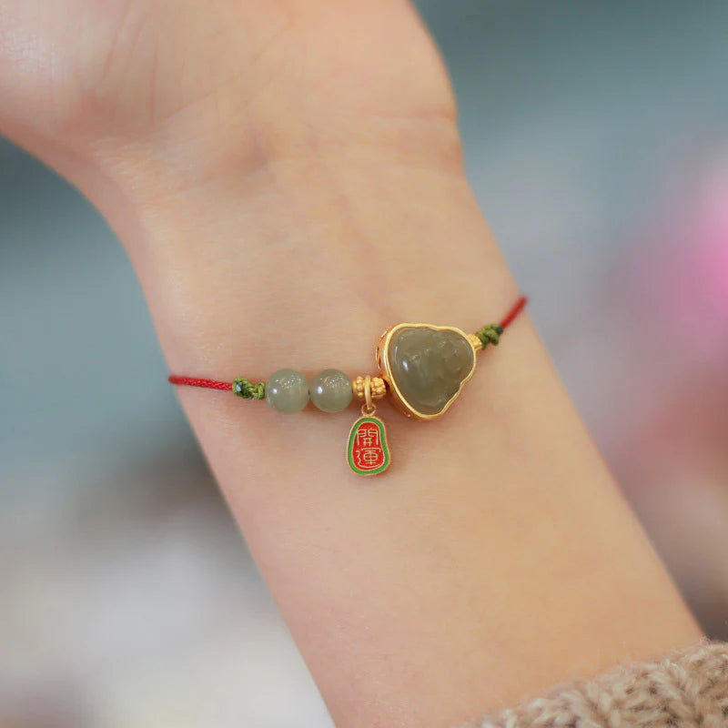 Buddha Stones Natural Jade Buddha Abundance Red String Weave Bracelet (Extra 30% Off | USE CODE: FS30)